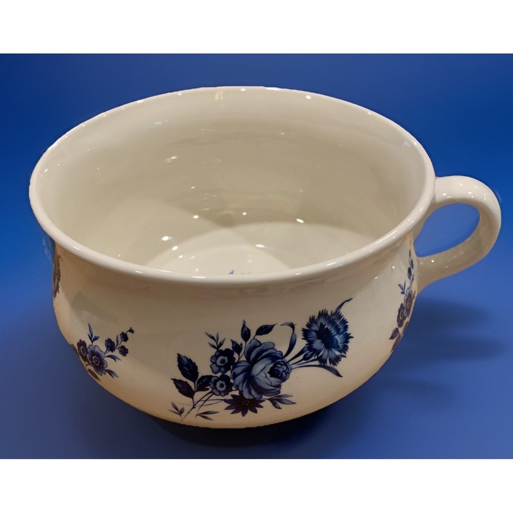 LORD‎ NELSON POTTERY - Blue And White FLOWER CHAMBER POT Planter Bowl England 7"